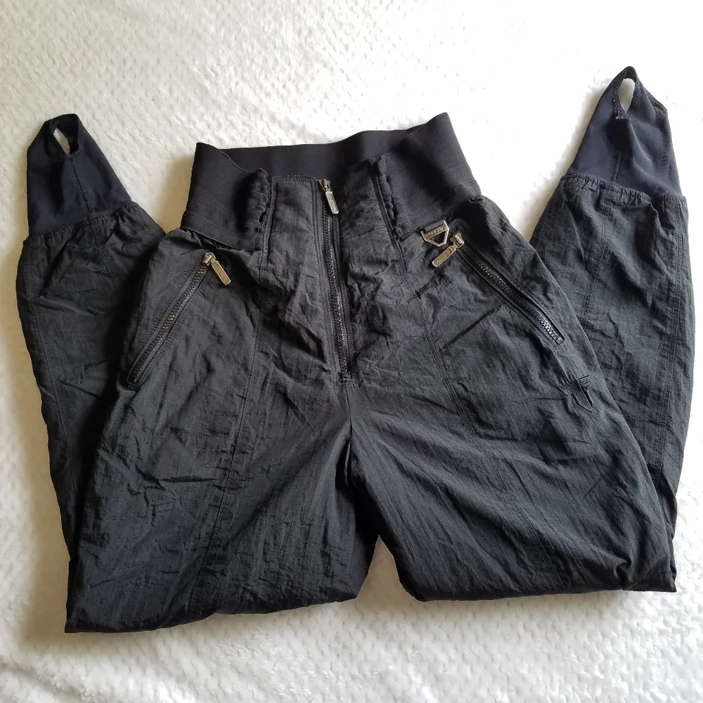 Vintage Tyrolia High Waisted Skiwear Skiboarding Stirrup Black Pants - Picture 2 of 11